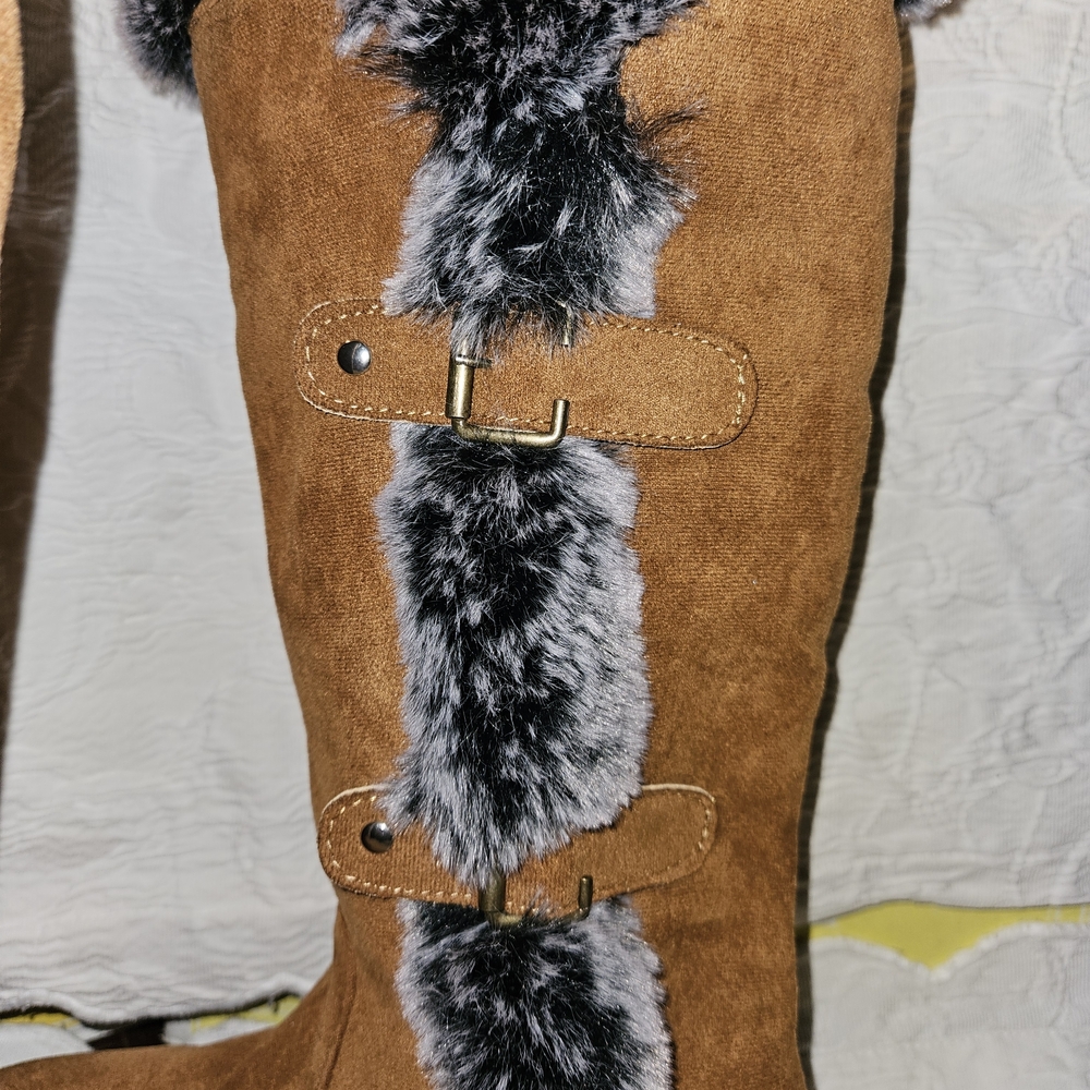 Women's Faux Fur Trim Winter Boots - Picture 4 of 6